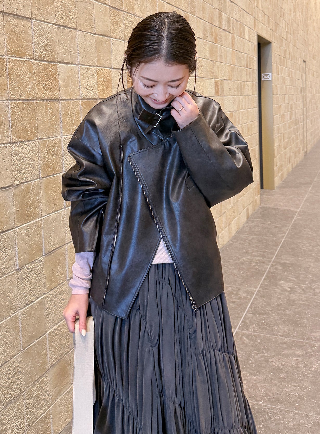 ｒフェイクレザーライダースブルゾン