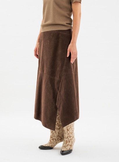 rスウェードイレギュラーヘムスカート