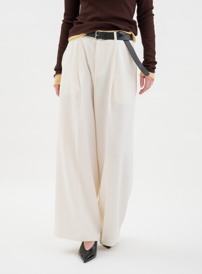 rベルテッドワイドイージーパンツ