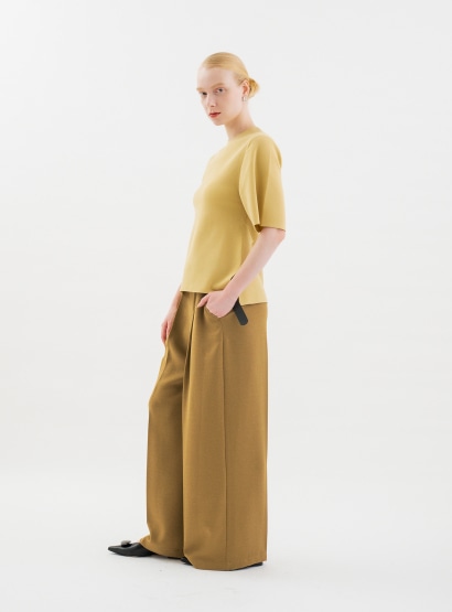 rベルテッドワイドイージーパンツ