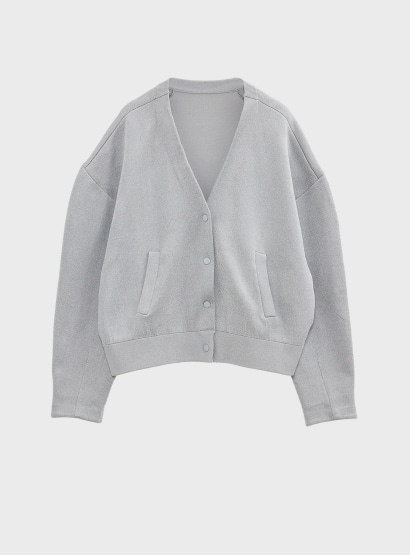 rメタルヤーンニットブルゾン