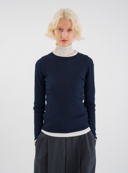 rカシミヤリブプルオーバー