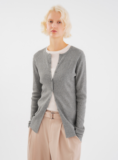 rヤクコットンリブカーディガン