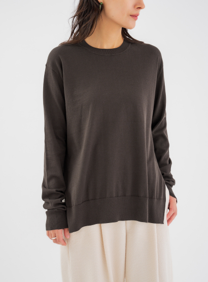 rコットンシルクスリットプルオーバー