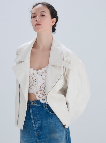 ｒフェイクレザーライダースブルゾン