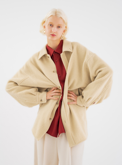 ブラッシュドウールミドルコート