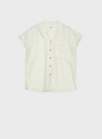 グロッシーアシンメトリーカラーシャツ